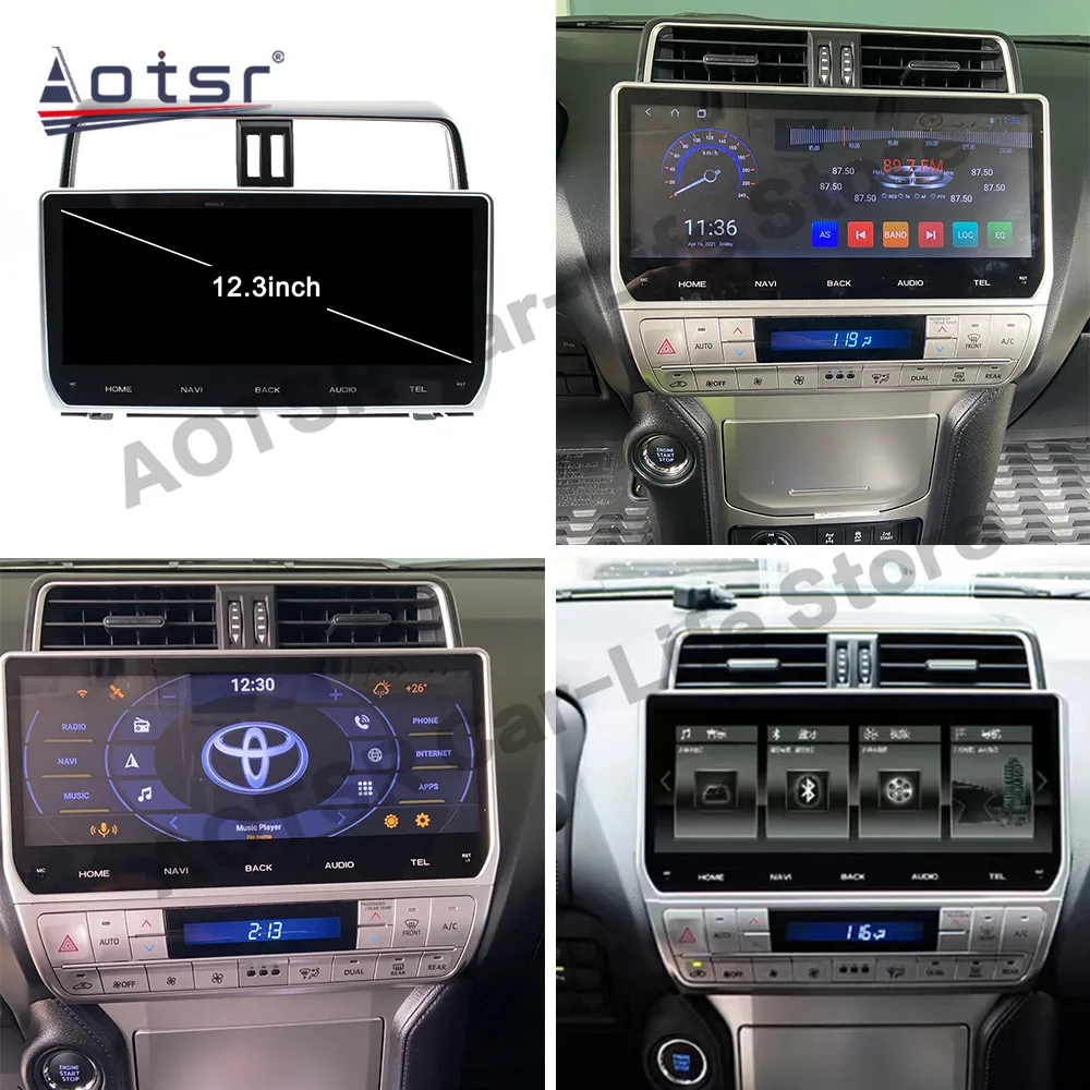 AC Air Conditioner Stereo Android For Toyota Land Cruiser Prado 150 2018 2019 2020 GPS Navigation Auto Radio Player Head Unit