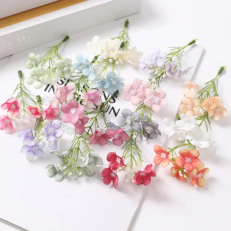 100Pcs Artificial Hydrangea Bridal Hairpiece, Faux Flower Wedding Hair Accessories, Mini Bouquet A155
