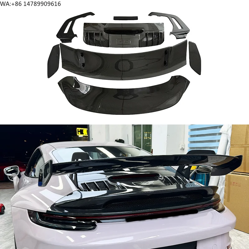 2019-2023 911 992 After Car Modification And Upgrade The Bumper Is Decorated With Carbon Fiber Spoilers And Tail FinsBody Kit F