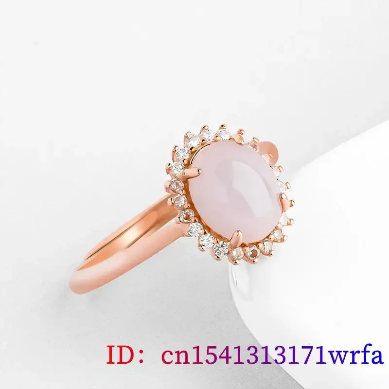 Anillos de Jade Birmano para mujer, dijes ajustables rosas, accesorios de regalo naturales, Esmeralda tallada, de plata 925 jadeíta, joyería Real