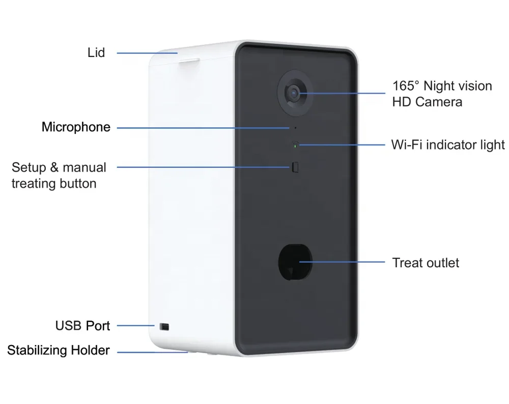 Remote Control APP Wifi dogs food pet smart automatic dog camera treat pet feeder With Camera