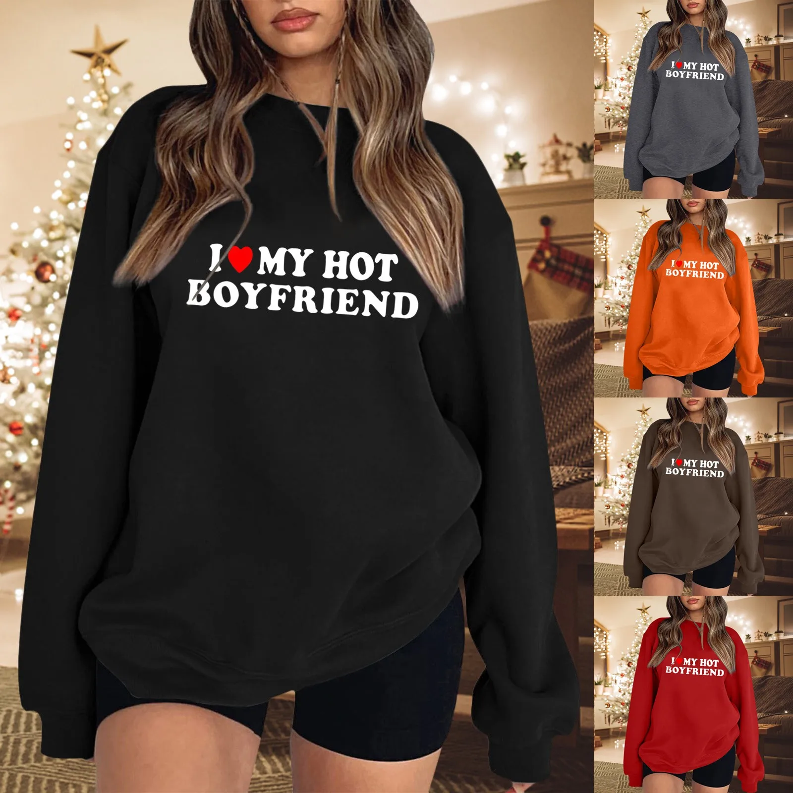 I Love My Hot GF Girl Boy Couple Valentines Day GirlfriendHooded Sweatshirt Womens Pullover Tops Long Sleeve Winter Fall Outfits