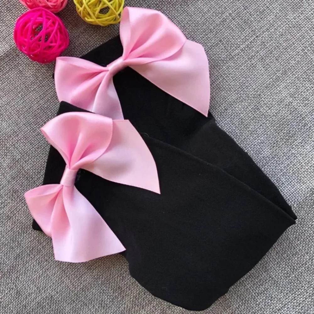Handgefertigte Strümpfe aus rosafarbenem Samt mit Schleife, süße Lolita-Strümpfe, durchsichtige Overknee-Strümpfe, japanische Anime-COS-Accessoires-Socken