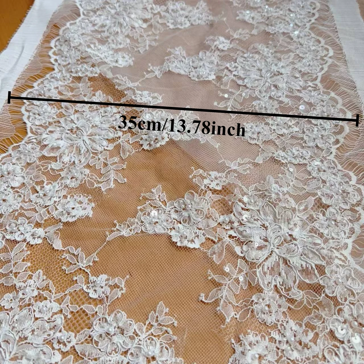 3 Meter/Stück. Seil-Stickerei, Perlen, Pailletten, Spitzenkopfschleier, Hochzeitskleid, Dekorationszubehör, handgemachte DIY-Nähzubehörteile. – Detail 2
