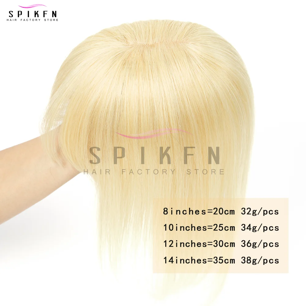 Spikin topper pedaço de cabelo com franja extensões de cabelo real adicionar volume 8 "-12" cabelo humano injetar cabelo superior peruca clipes em cabelo humano