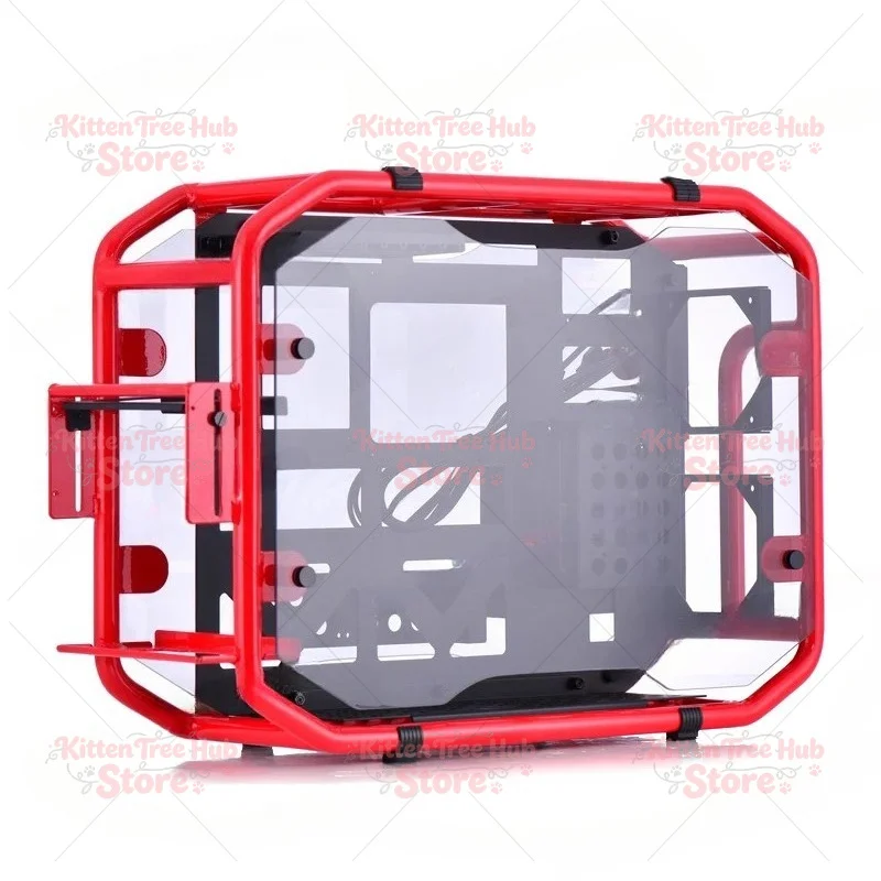 High-end boutique special-shaped full-open side-through tempered glass desktop all-aluminum tube rack aluminum plate