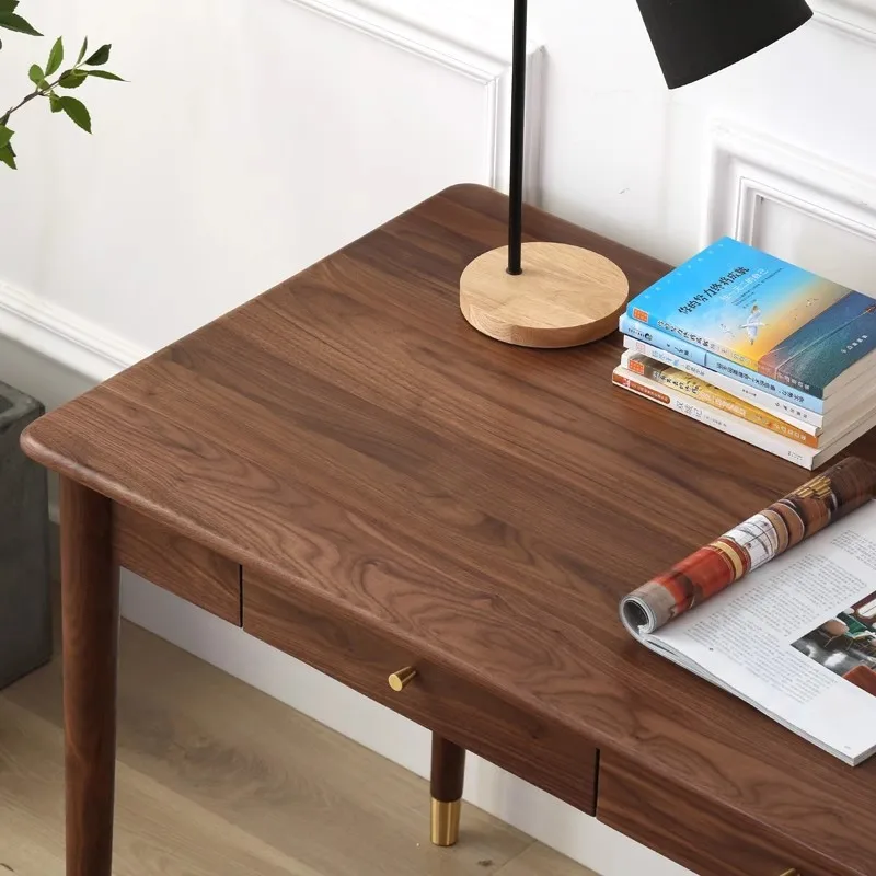 Настраиваемый письменный стол Современный простой компьютерный стол из черного ореха Небольшая квартира Гостиная Дом