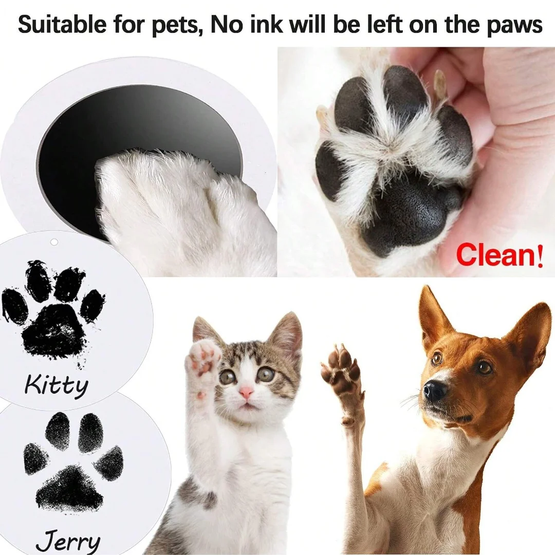 1Pack Black Pet & Baby Handprint And Footprint Inkless Touch Kit, Dog & Cat Memorial Supplies