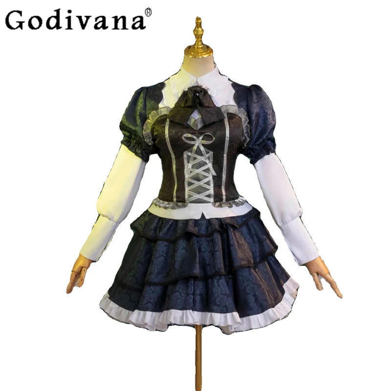 Set gonna Anime Party Love Takanashi Rikka Costume cosplay per donna Copricapo nero Costume gotico Abiti gonna Lolita