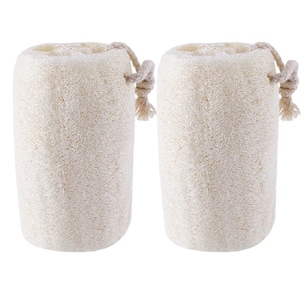 2pcs Natural Loofah Sponge Scrubber For Shower Bath Cleaning Use With Liquid Soap Dead Skin Removal Smooth, Luffa Bath