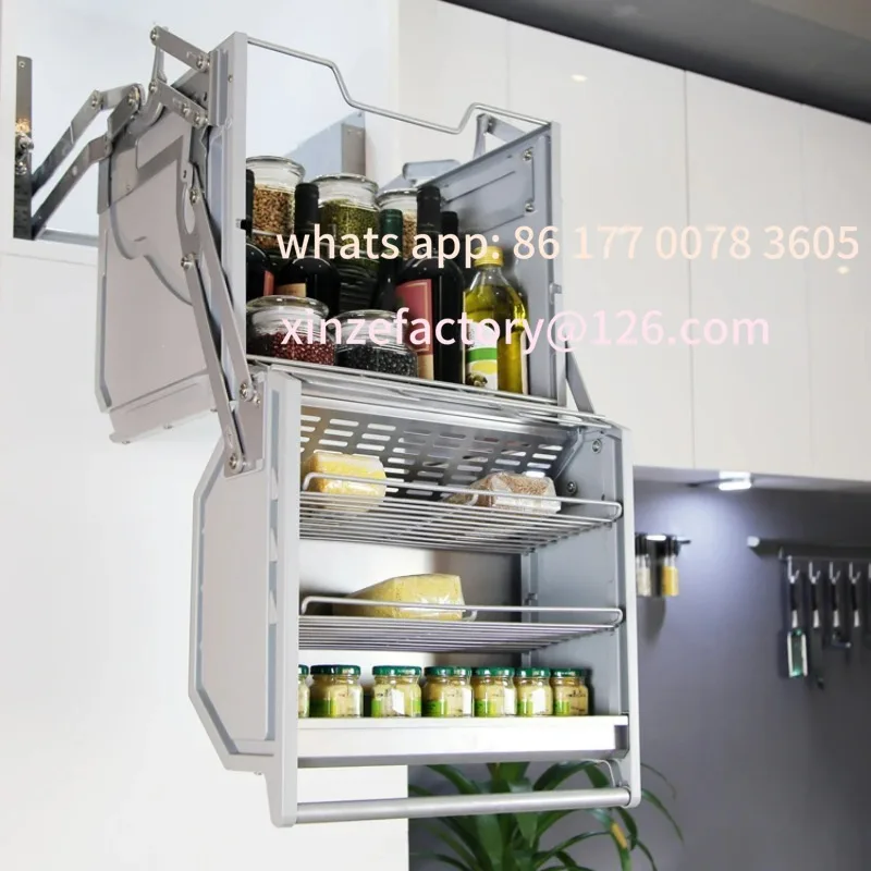 خزانة علوية للثلاجة قابلة للتخصيص، سلة سحب لرفع الجسم المزدوج، خزانة معلقة بطبقة مزدوجة، مطبخ مصعد قابل للسحب #1