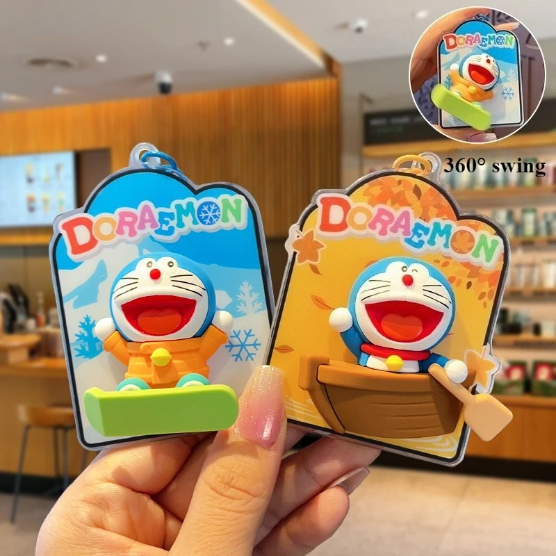 Doraemon Swings Four Seasons Series Model Cute Blue Fat Man Pendant Anime Keychain Children's Toy Ornament Birthday Gift