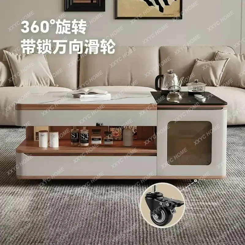 X-S  Multifunctional microcrystalline stone coffee table Modern simple mobile Kung Fu coffee table HG
