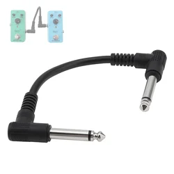 15cm Guitar Effect Pedal Patch Cable with 1/4 inch 6.35mm Silver Right Angle Plug Musical Instruments Patch Cord Wire