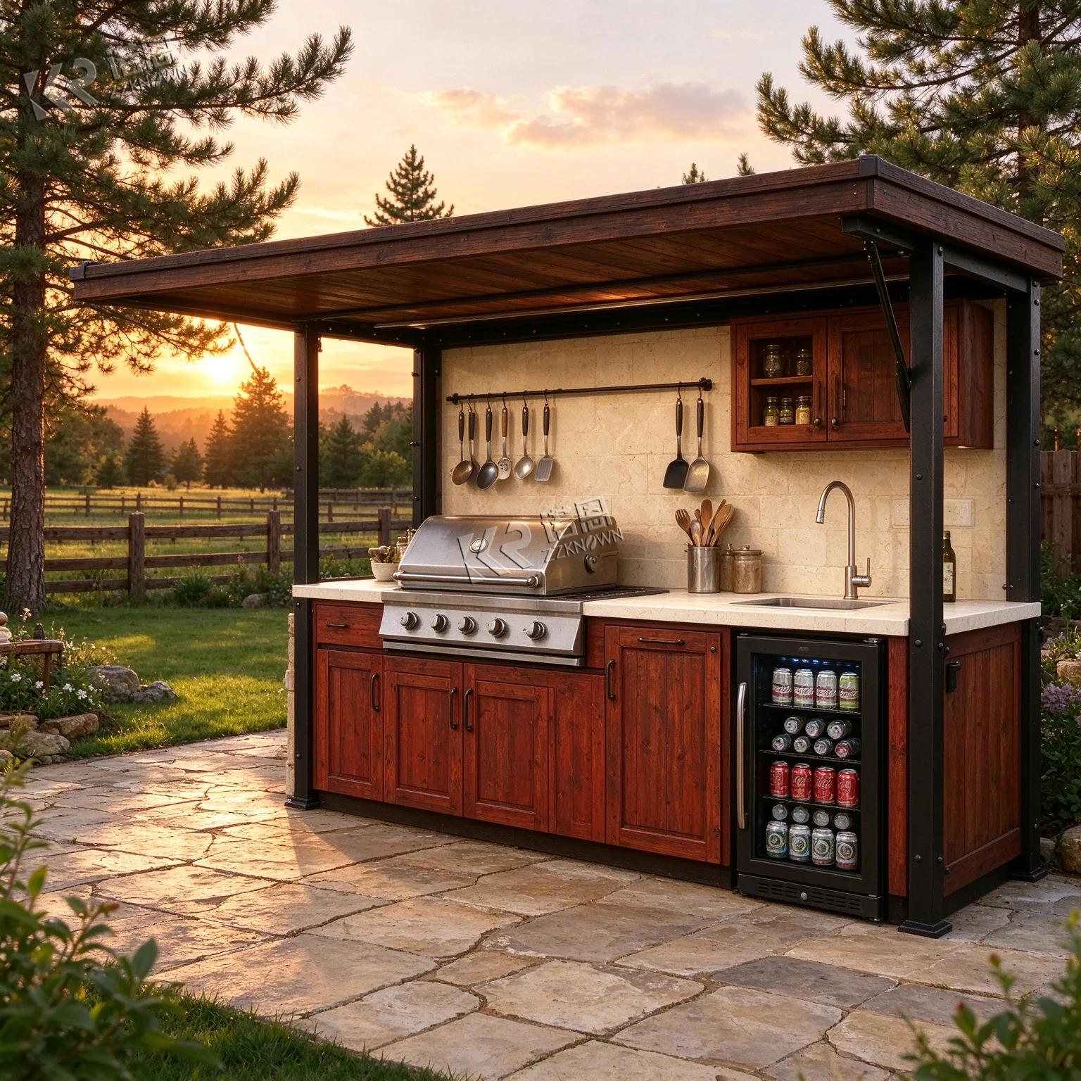 Succulent Lamb Tailored Sturdy Outdoor Kitchen For Herb Rubbed Mutton Chops Cooking Outdoor Kitchen