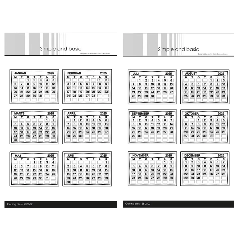 

Single Month Sell New 2025 Calendars Tags Metal Cutting Dies Scrapbook Diary Decoration Embossing Cut Die Template Paper Cards