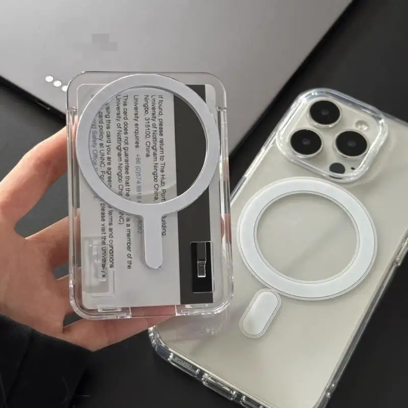 Transparent Acrylic Magnetic Wallet/card Holder With Photo Pocket, Compatible, Magnetic Card Holder, Phone Case Accessor