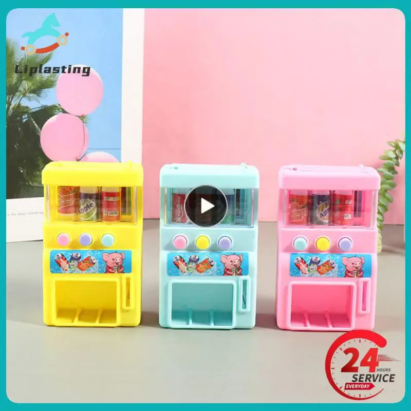 Random color Kids Simulation Self-service Vending Machine with Mini Drinks Play Toys