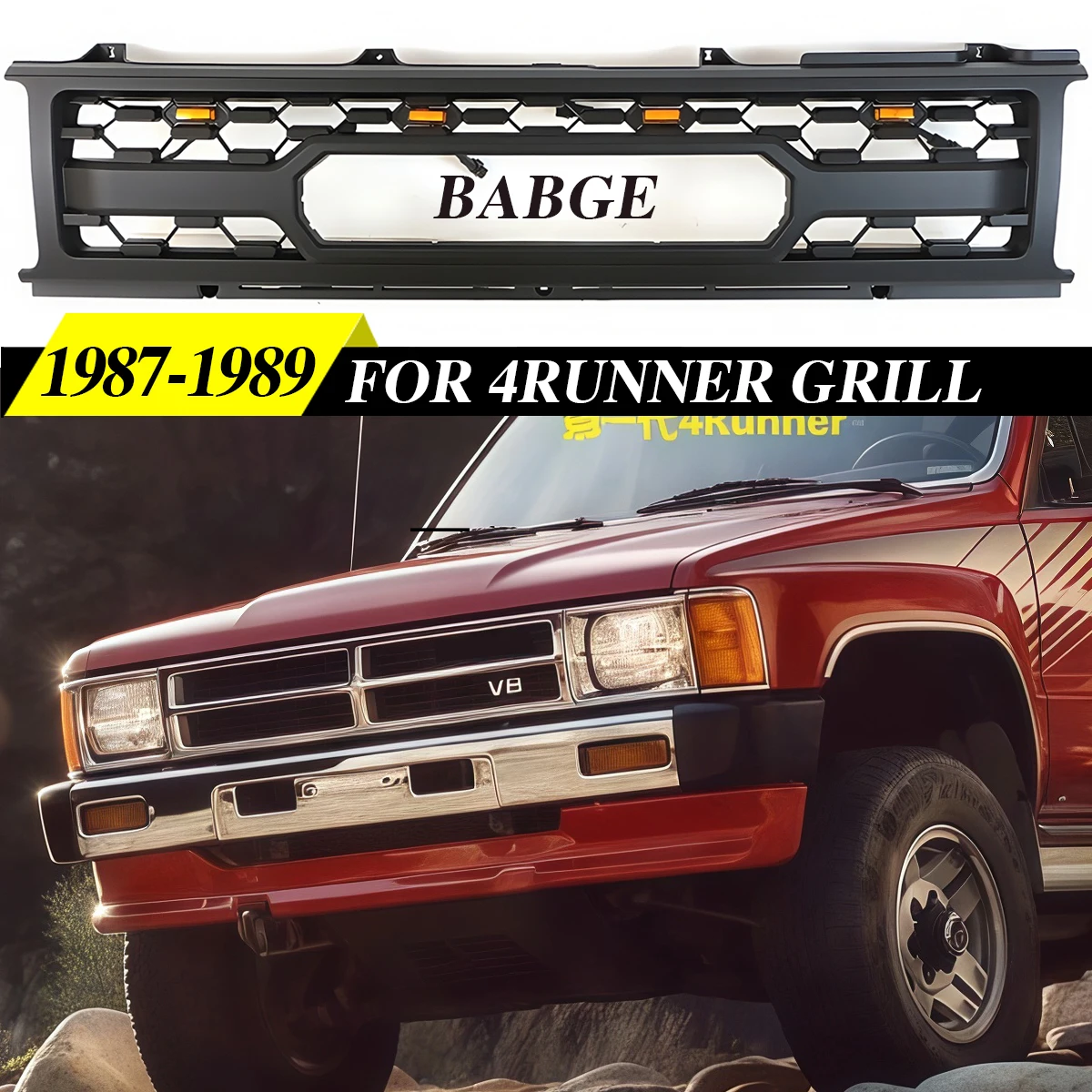 

Front Grill W/Light Fits For 1987 1988 1989 Toyota 4Runner Bumper Grille