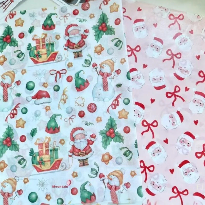 [YU]10개 크리스마스 티슈 포장지 생일 선물 포장지 축제 공예 포장지 크리스마스용