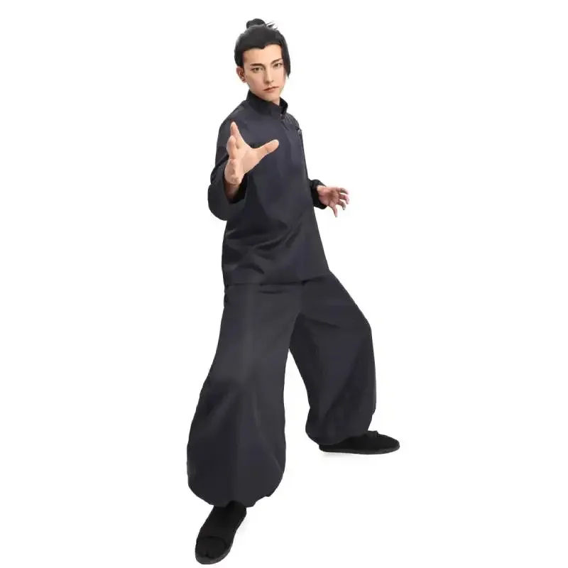 

WENAM Japanese Anime Geto Suguru Cosplay Costume High-Collar Jacket Wide Leg Pants with Earrings Halloween Cosplay Outfits