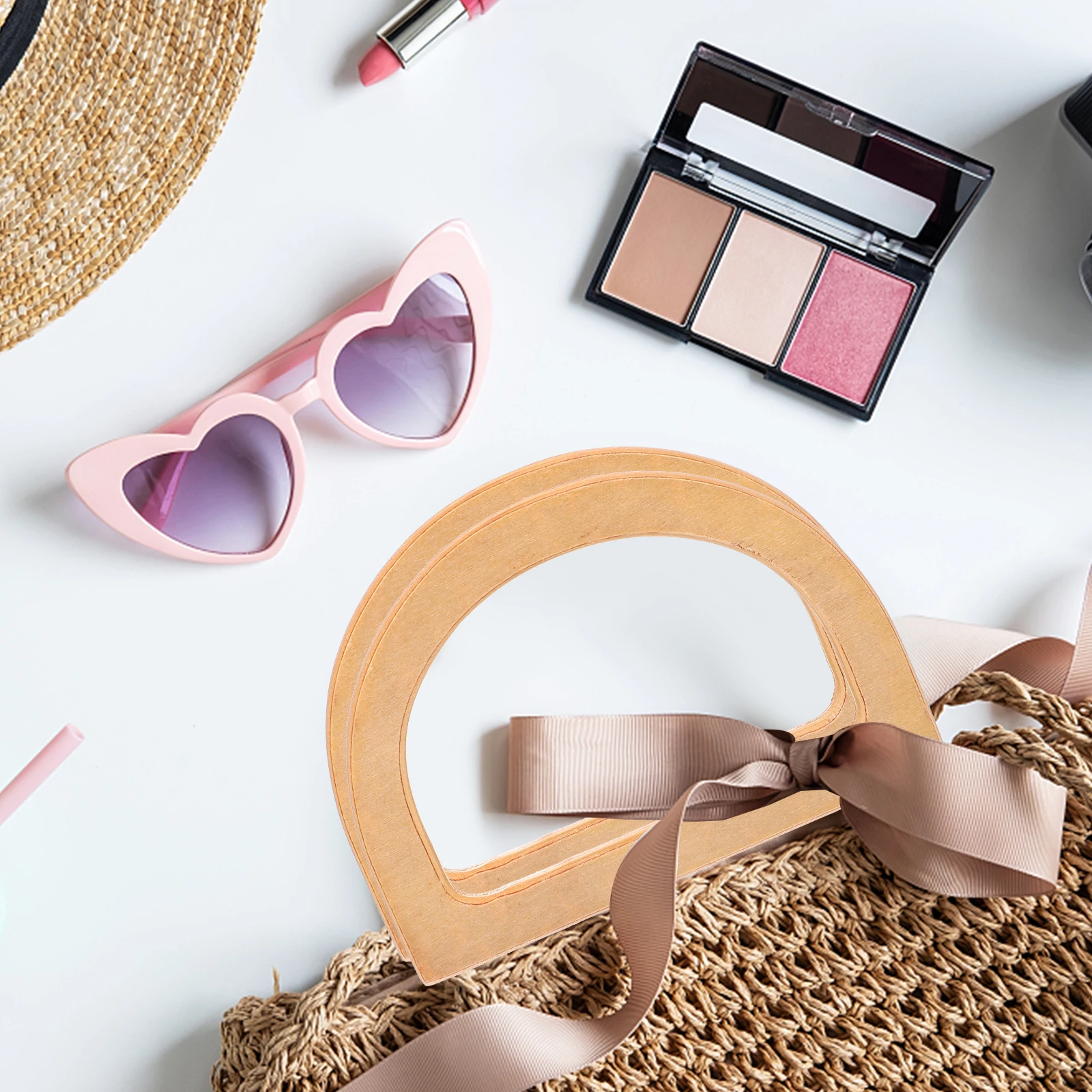 

4pcs Shaped Bamboo Wood Girl Accessories Bag Handles Clutch Handbags Purse Replacement Decoration Accessories Box Bag Parts