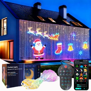 1/2PCS Smart LED Curtain Lights LED Fairy Lights App Control Music Sync DIY Pattern Waterproof for Indoor Outdoor Party Decor