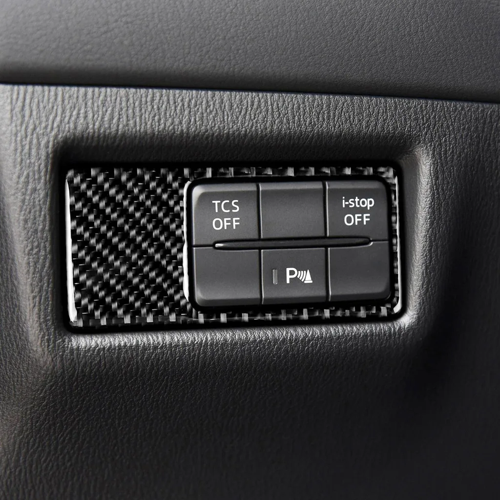 Car Headlight Head Lamp Switch Button Cover For Mazda 3 Axela BM BN 2017 2018 LHD Styling Decoration Trim Carbon Fiber ABS