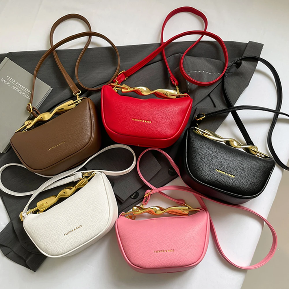 

Женская модная сумка через плечо с металлической ручкой, дизайнерская ручная сумка из искусственной кожи, новая портативная сумка через плечо для телефона в европейском и американском стиле