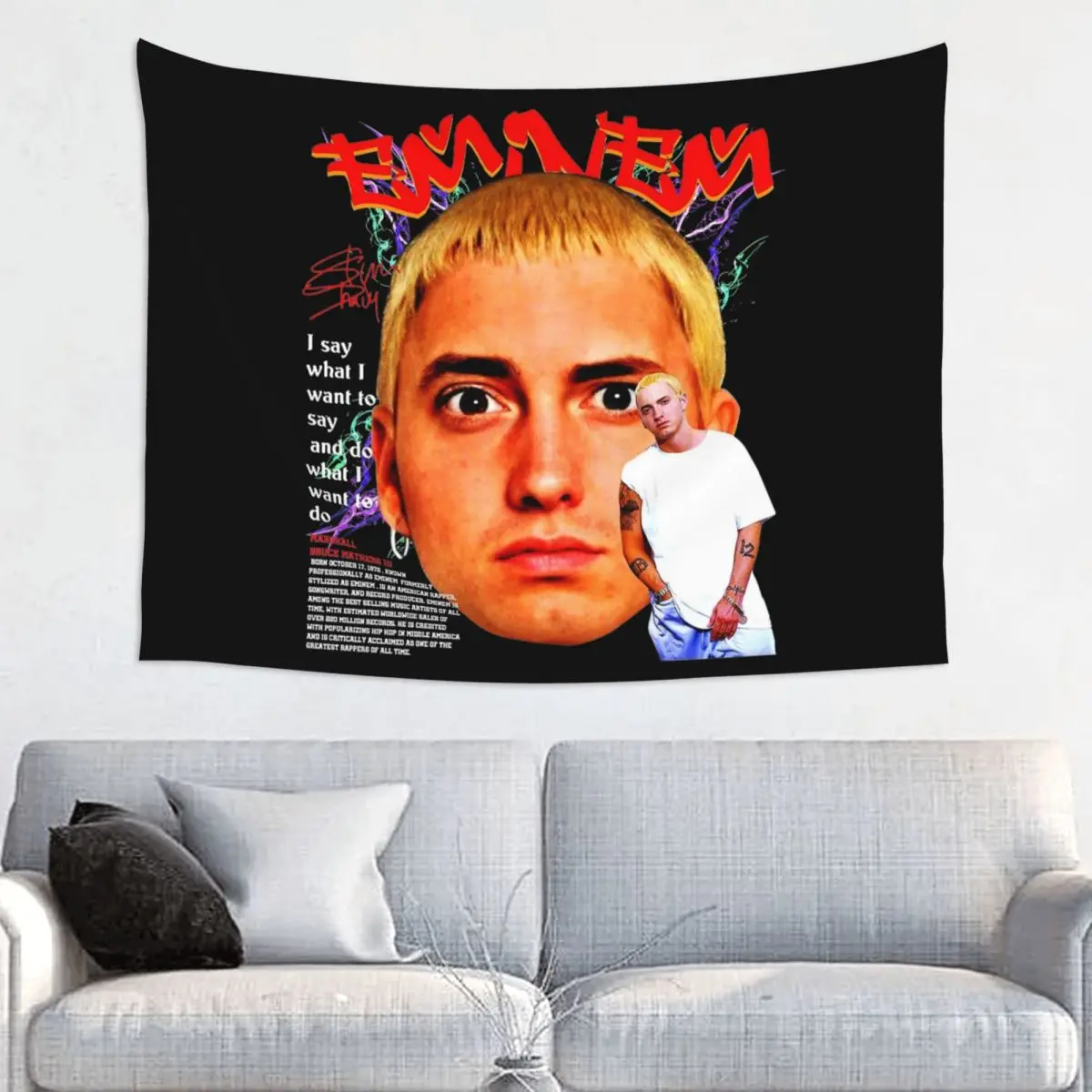 Eminem Tapestry Hippie Fabric Wall Hanging Wall Decor Background Cloth Retro Tapestries