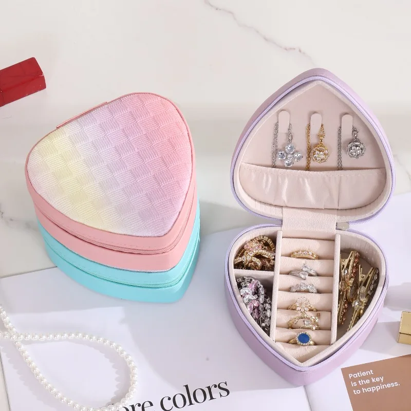 Jewelry Storage Box with Gradient Color Multi Compartment Zippered Case for Rings Earrings Necklaces Bracelets and Accessories