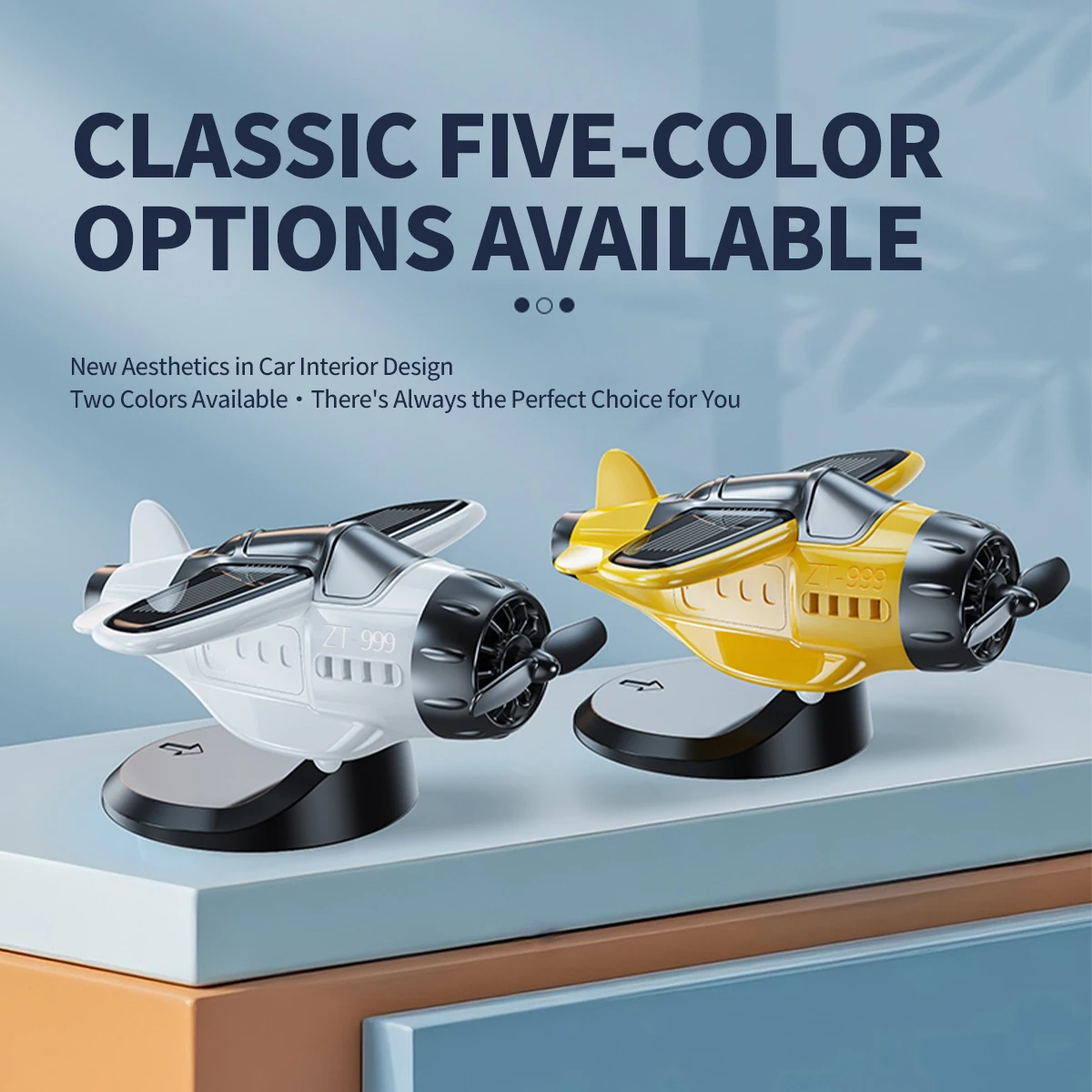 1x الطاقة الشمسية بالطاقة المقاتلة تصميم طائرة سيارة زخرفة الدورية المروحة السيارات الديكور الداخلي نموذج طائرة تعمل بالطاقة الشمسية