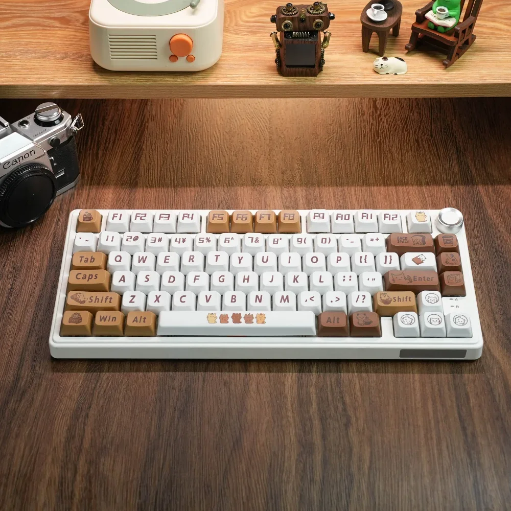 Cat Coffee XDA Keycap Set PBT 129 Keys Cute Cartoon for 60/64/84/98/108 Gaming Mechanical Keyboard MX Switch