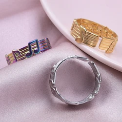 New Fashion Musical Note Rings For Women Men Stainless Steel Rings Open Adjustable Finger Rings Gifts for People Who Love Music