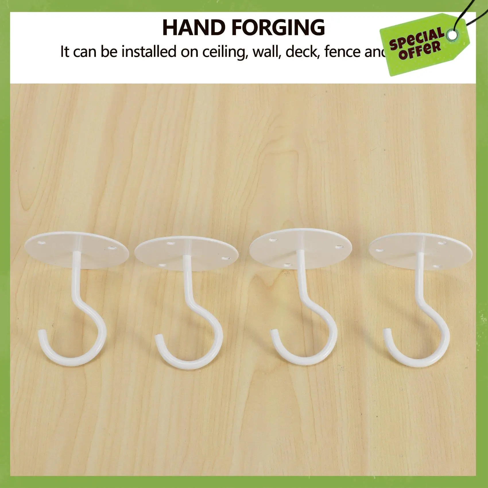 Ganci da soffitto ABGP per appendere piante, ganci da parete in metallo resistente per fioriere, include ancore professionali per cartongesso, confezione da 4