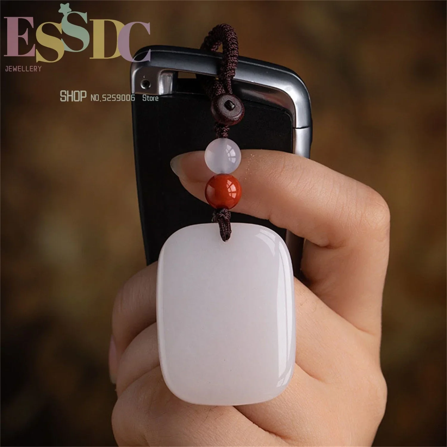 Gold silk jade car key chain Ping An Wu Shi brand hand-woven pendant atmospheric fashion men's gift Keyring Women