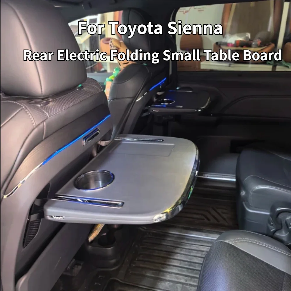 

For Toyota Sienna Car Electric Seat Back Small Table Board w/ Ambient Light Wireless Charger Foldable Laptop Table Plate