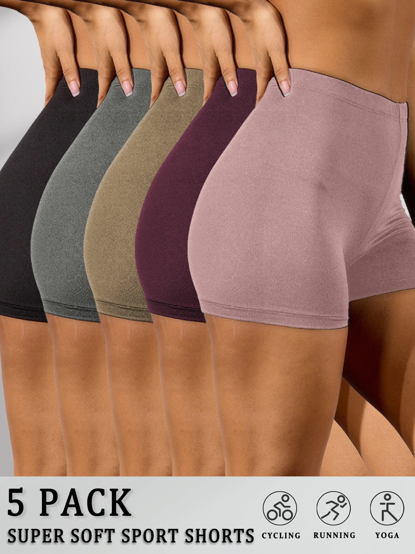 5 قطع من شورتات راكبي الدراجات النارية للنساء فائقة النعومة ولا شفافة من خلال التمارين الرياضية واليوجا والجري وركوب الدراجات واللياقة البدنية ملابس رياضية نسائية #1