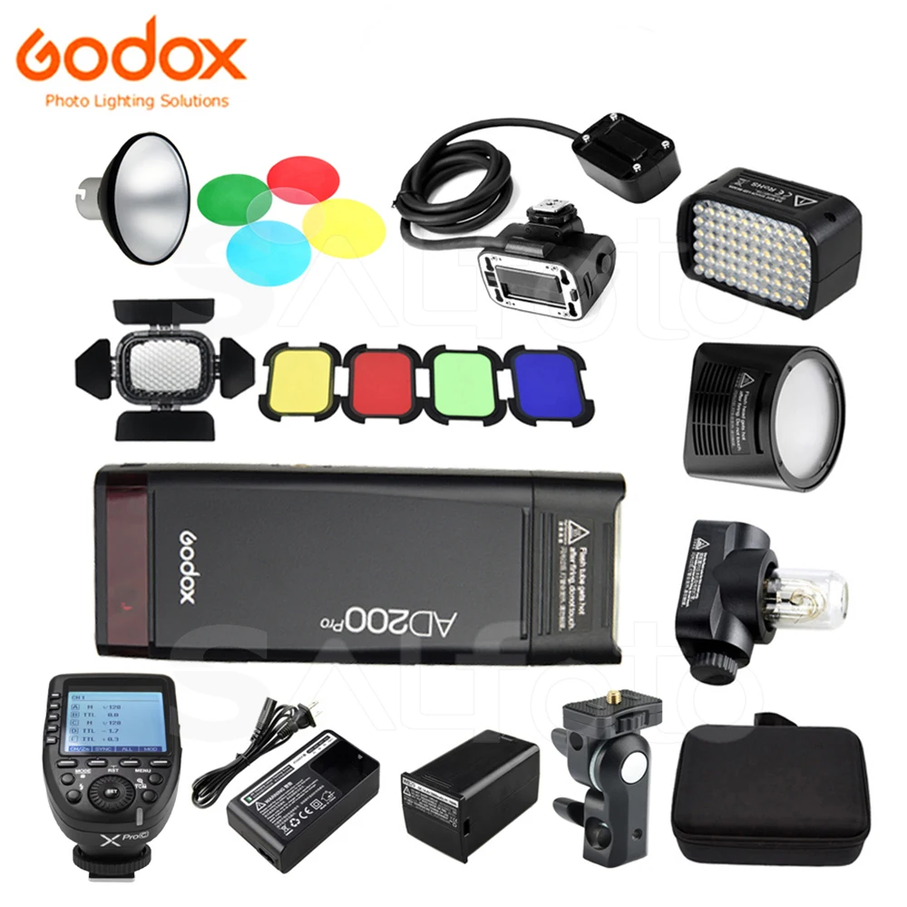 

Карманная вспышка Godox AD200Pro 2,4G TTL HSS + 4 светильник головки (H200R /H200/H200J/Φ) набор аксессуаров для триггера EC200