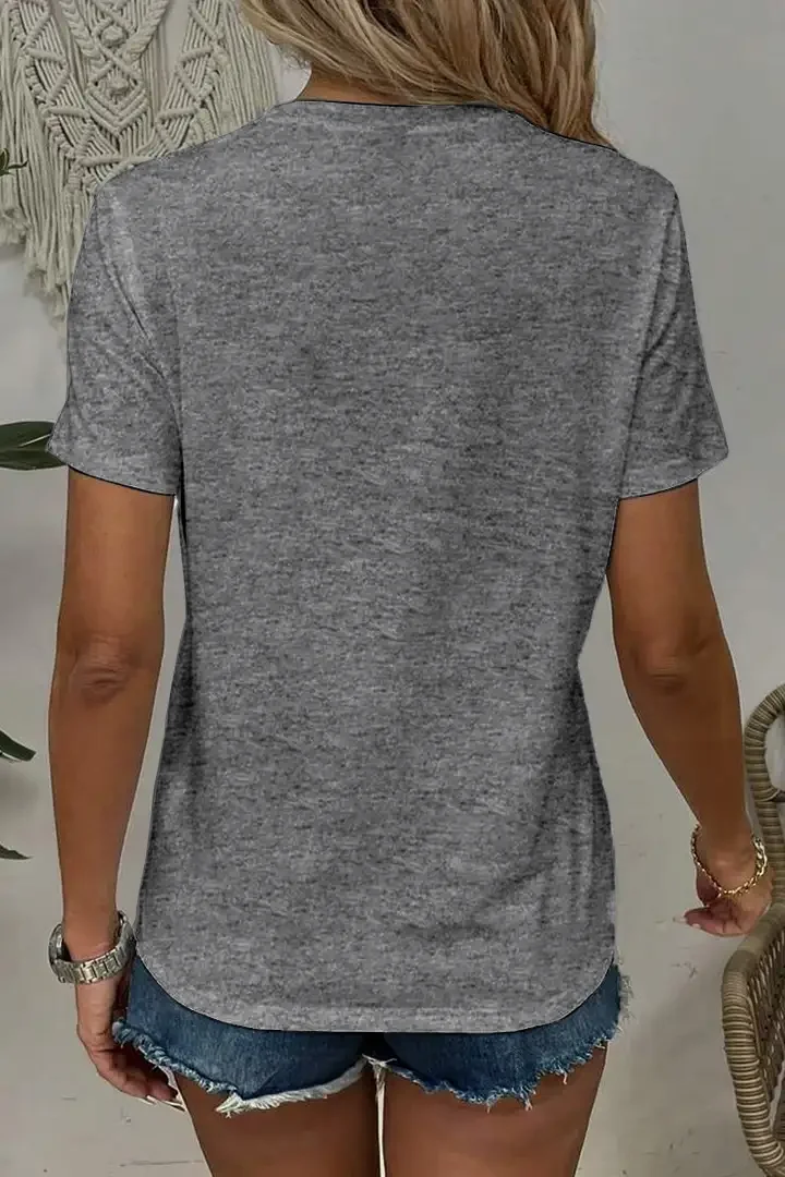 Modisches Damen-T-Shirt-Set in Unifarben mit Kurzen Ärmeln, 3-teilig – Detail 8