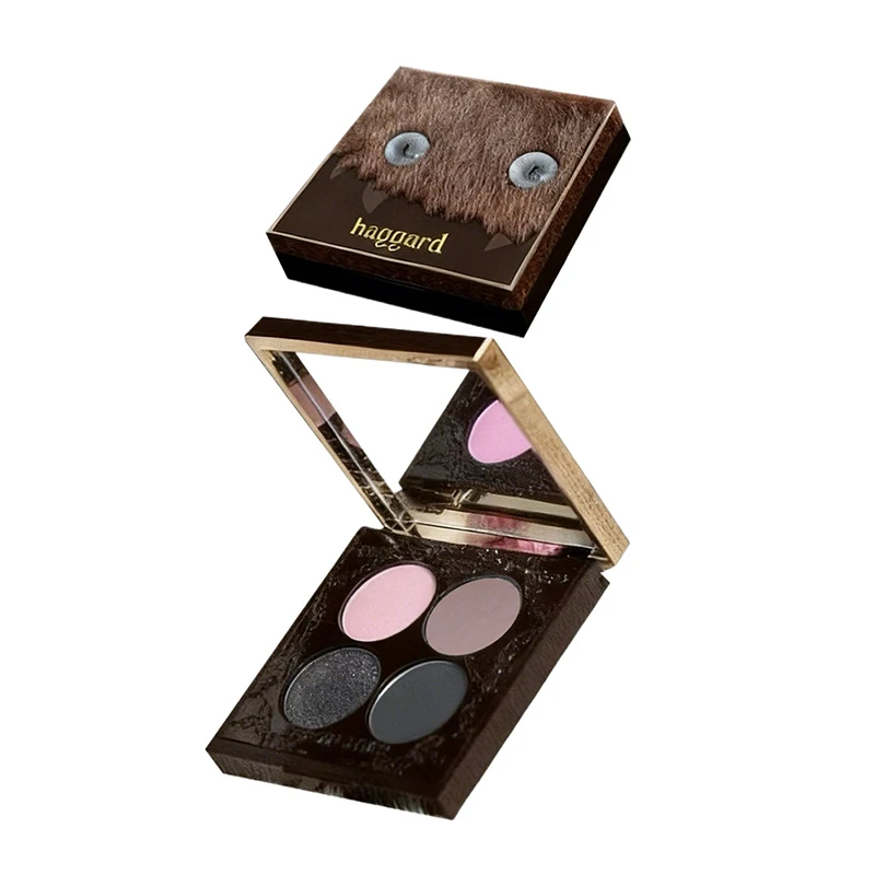 Placa de sombra de ojos Haggard, polvo ahumado, brillo marrón mate, sombra de ojos de 4 colores, paleta de sombras largas con tonos transitionales