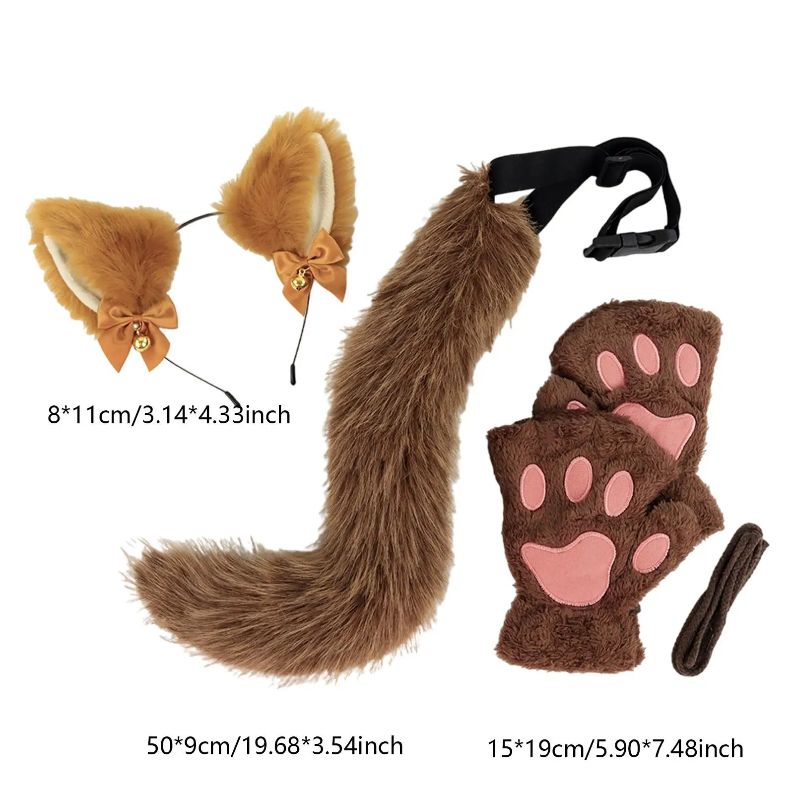 動物の耳カチューシャ テールセット アニメ コスプレ 愛らしい仮装 誕生日用