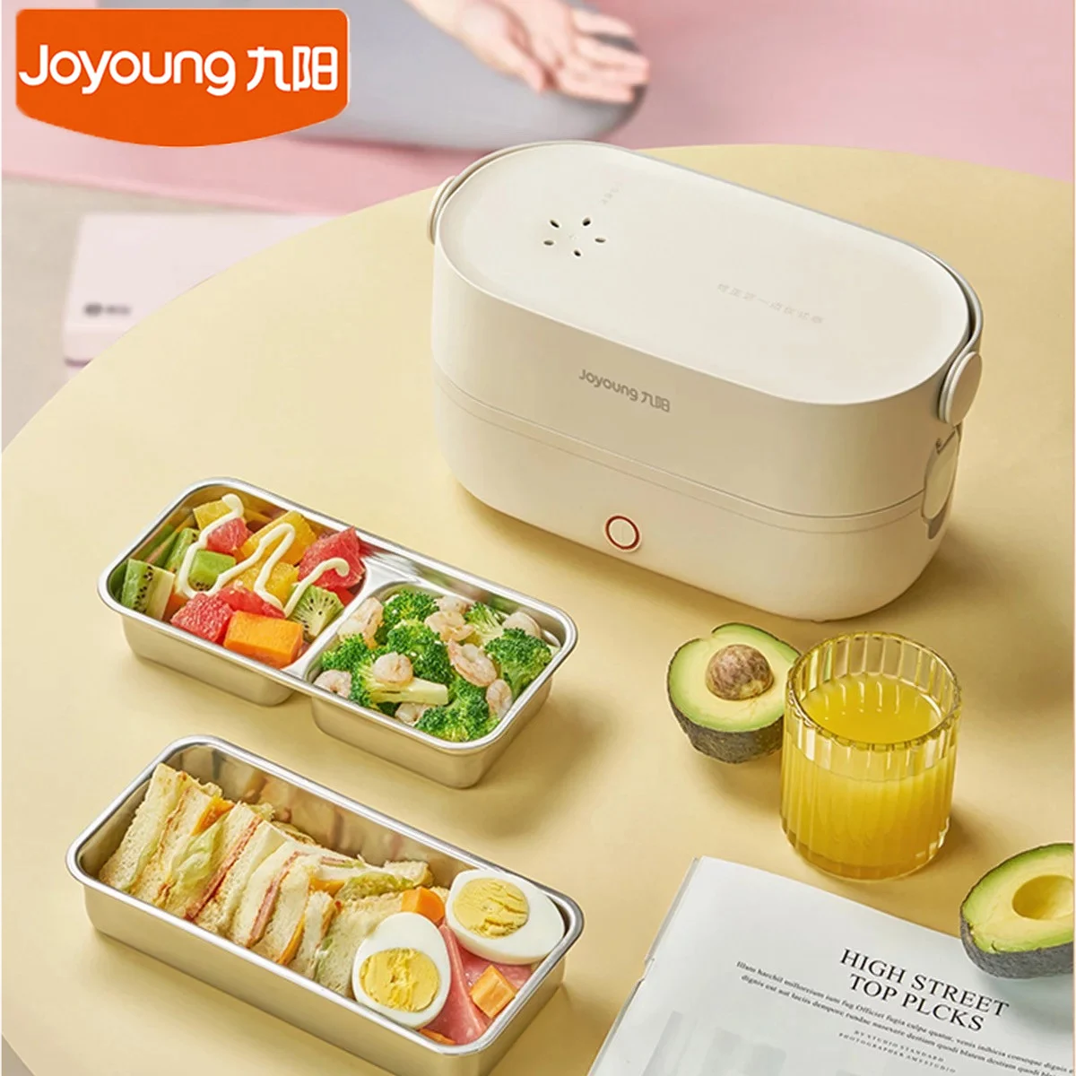 Joyoung Thermal Lunch Box 1.5L Double Layers Stainless Steel Rice Cooker 220V Portable Healthy Diet Container For School Office