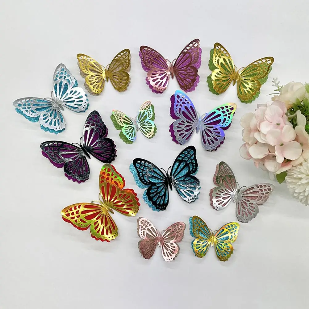 Non-fading Wall Decal 6pcs Waterproof Butterfly Wall Stickers Diy Pvc Wall Decals for Room Bedroom Bathroom 3d Self Adhesive