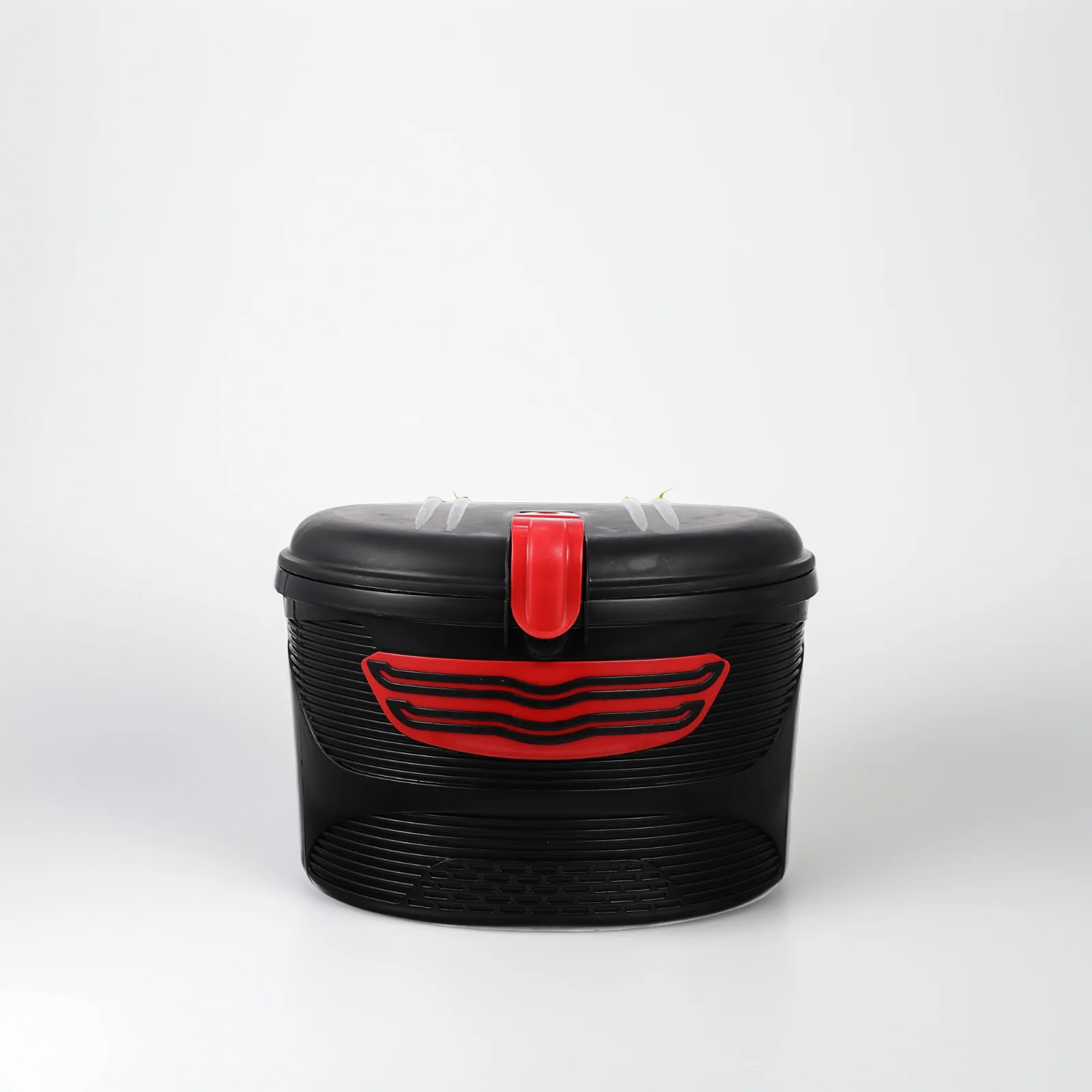 

Front Frame Bike Basket Red Sturdy Plastic Storage Solution for Electric Mountain Bike with Anti-Drill Lock Outdoor Travel Beach