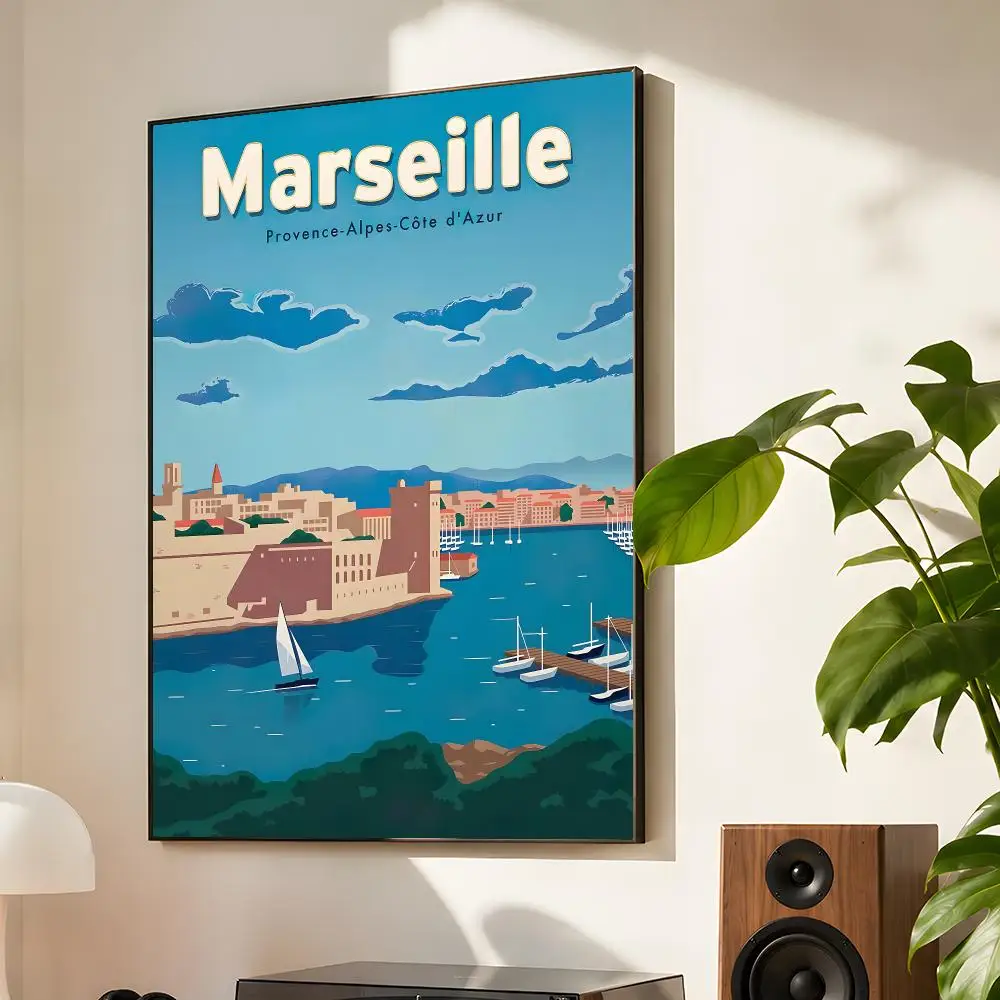 Nordic France Saint Jean Saint Malo Toulouse Trave Poster Matte Self Adhesive Wall Art Waterproof Room Decoration Bedroom