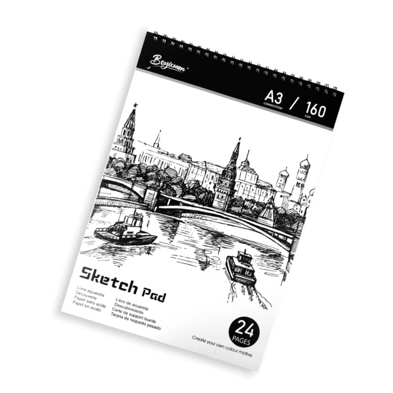 دفتر رسم مزدوج ملفوف مكون من 24 صفحة لوحة رسم ورقية محمولة للفنانين #5