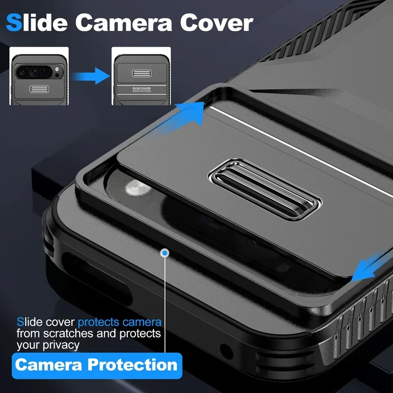 Case For Google Pixel 9 Pro XL Pixel9 Military Grade Antiskid Camera Lens Slide Cover Google Pixel 9 Pro Hard Cases Pixel9 Cover