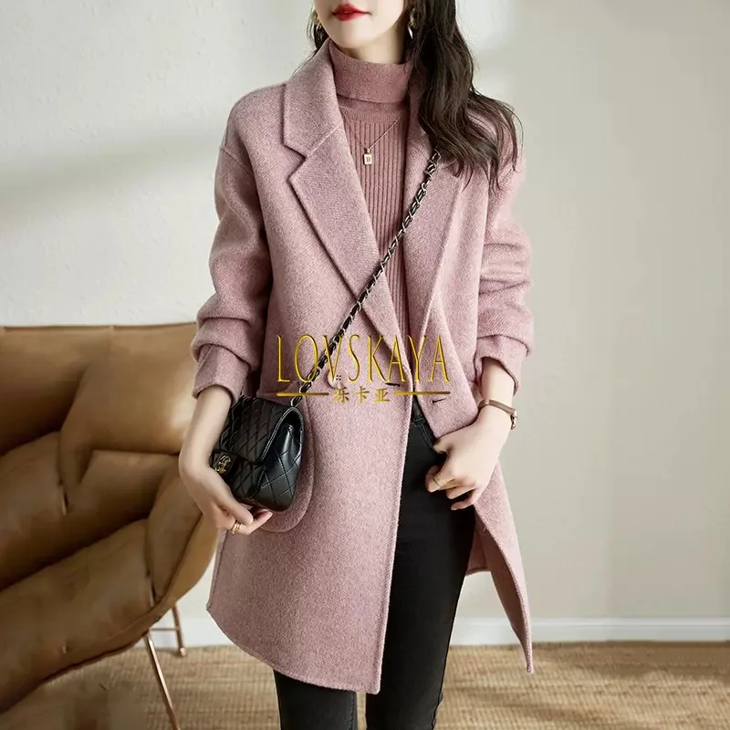 New Korean Style Commuting Thickened Outerwear with suit herringbone pattern Mid length suit jacket for women