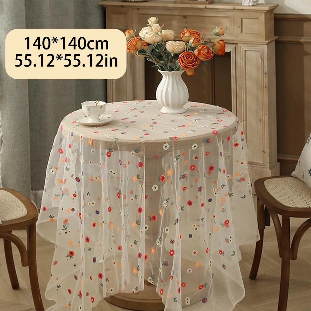 French Tablecloth Tulle Tablecloth Reusable Garden Tablecloth Atmosphere Table Mat Festive  Party Table Cover Home Decoration